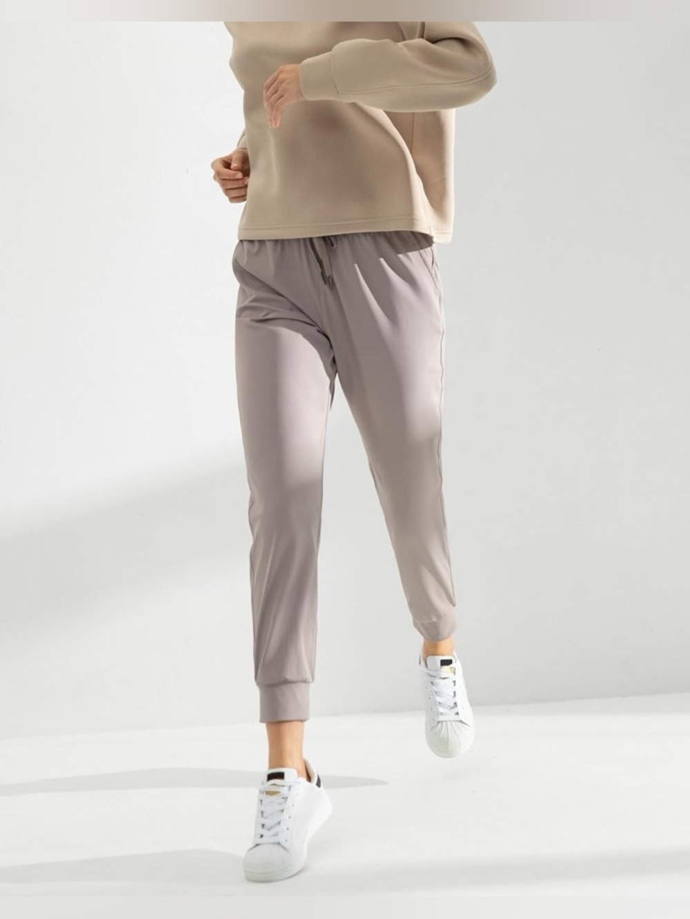 Women's Drawstring Jogger Pants - Gray - Picture 2 of 8